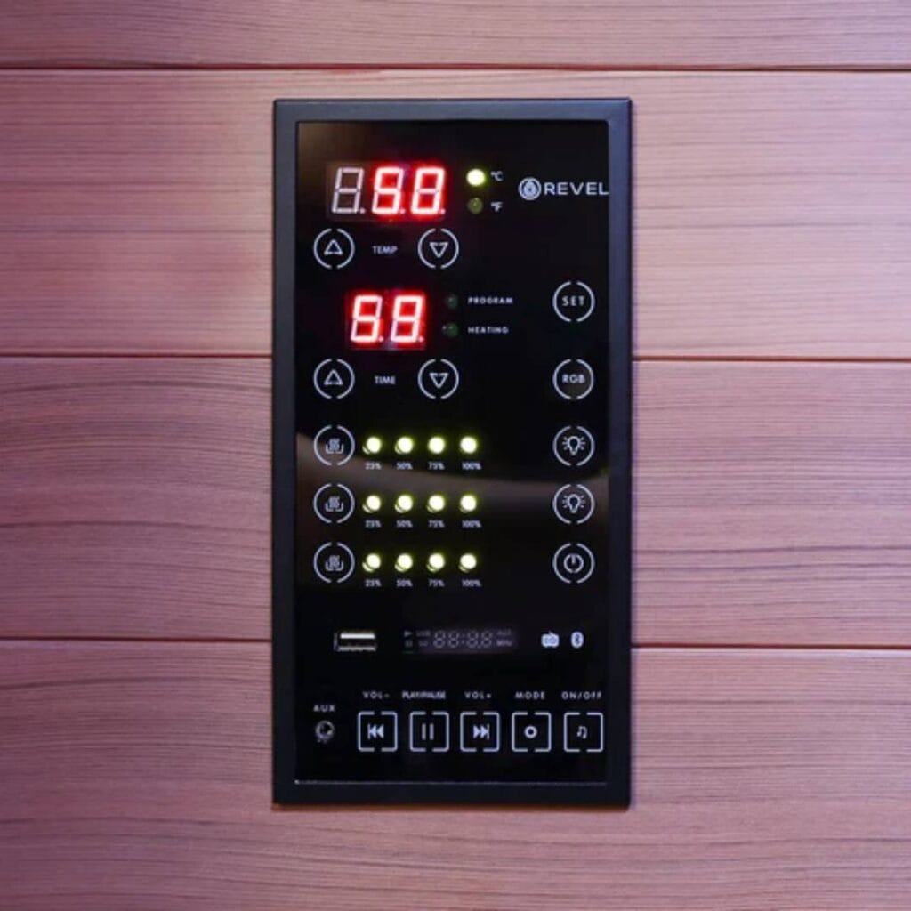 Revel Recovery Nova Infrared Sauna Review (2025) 6 revel recovery nova full spectrum infrared sauna control panel